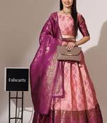 Beautiful South Indian Style Semi-Stitched Half Saree with Blouse and Banarasi Dupatta for Women