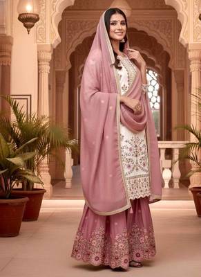 White&pink floral sharara suit 2