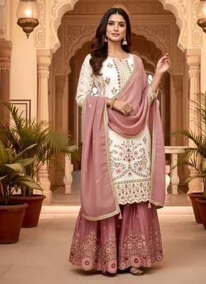 White&pink floral sharara suit 3