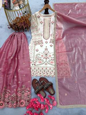 White&pink floral sharara suit 4