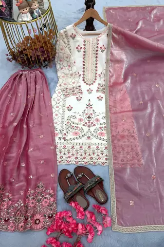 White&pink floral sharara suit