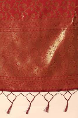 Beautiful South Indian Style Semi-Stitched Half Saree with Blouse and Banarasi Dupatta for Women 2