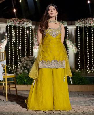 Yellow festive sharara set 1