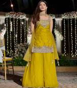 Yellow festive sharara set