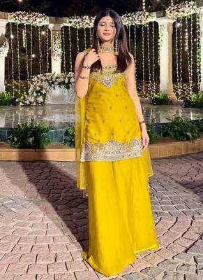 Yellow festive sharara set 2