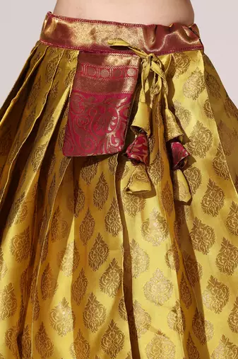 Beautiful South Indian Style Semi-Stitched Half Saree with Blouse and Banarasi Dupatta for Women