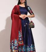 Beautiful South Indian Style Semi-Stitched Half Saree with Blouse and Banarasi Dupatta for Women