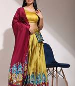 Beautiful South Indian Style Semi-Stitched Half Saree with Blouse and Banarasi Dupatta for Women