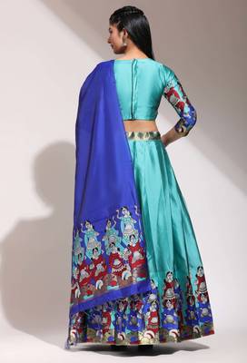 Beautiful South Indian Style Semi-Stitched Half Saree with Blouse and Banarasi Dupatta for Women 3