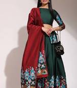 Beautiful South Indian Style Semi-Stitched Half Saree with Blouse and Banarasi Dupatta for Women