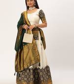 Beautiful South Indian Style Semi-Stitched Half Saree with Blouse and Banarasi Dupatta for Women