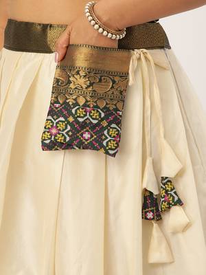 Beautiful South Indian Style Semi-Stitched Half Saree with Blouse and Banarasi Dupatta for Women 4