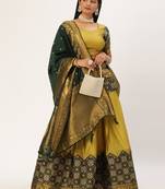 Beautiful South Indian Style Semi-Stitched Half Saree with Blouse and Banarasi Dupatta for Women