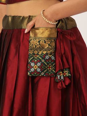Beautiful South Indian Style ed Half Saree with Blouse and Banarasi Dupatta for Women 4