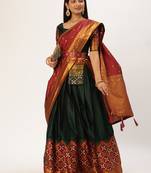 Beautiful South Indian Style Semi-Stitched Half Saree with Blouse and Banarasi Dupatta for Women