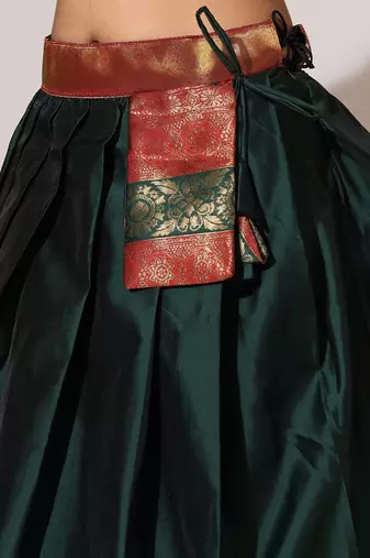 Beautiful South Indian Style Semi-Stitched Half Saree with Blouse and Banarasi Dupatta for Women