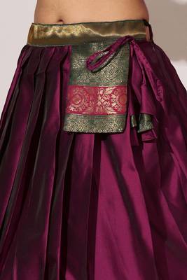 Beautiful South Indian Style Semi-Stitched Half Saree with Blouse and Banarasi Dupatta for Women 4