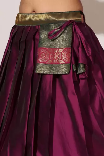 Beautiful South Indian Style Semi-Stitched Half Saree with Blouse and Banarasi Dupatta for Women