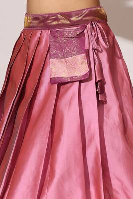 Beautiful South Indian Style Semi-Stitched Half Saree with Blouse and Banarasi Dupatta for Women 4