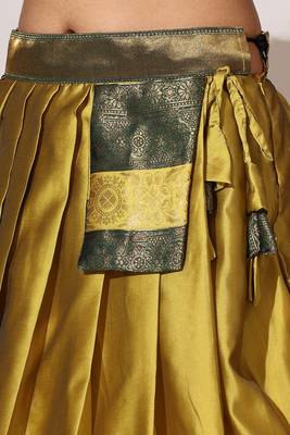Beautiful South Indian Style Semi-Stitched Half Saree with Blouse and Banarasi Dupatta for Women 4