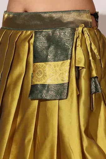 Beautiful South Indian Style Semi-Stitched Half Saree with Blouse and Banarasi Dupatta for Women