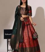 Beautiful South Indian Style Semi-Stitched Half Saree with Blouse and Banarasi Dupatta for Women