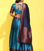 Beautiful South Indian Style Semi-Stitched Half Saree with Blouse and Banarasi Dupatta for Women