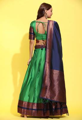 Beautiful South Indian Style ed Half Saree with Blouse and Banarasi Dupatta for Women 2