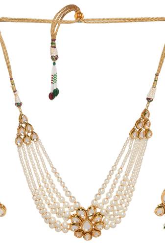 Handcrafted kundan pearl choker necklace set with earrings