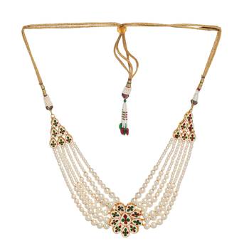 Handcrafted kundan pearl choker necklace set with earrings 2
