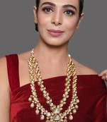Gold plated long  kundan statement necklace