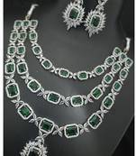 Premium quality aaa cz stones silver plated jewellery set