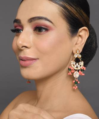 Handcrafted kundan drop earrings 1
