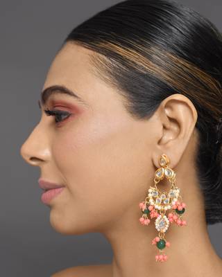 Handcrafted kundan drop earrings 3