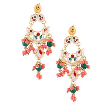 Handcrafted kundan drop earrings 4