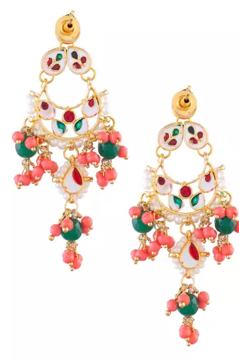 Handcrafted kundan drop earrings