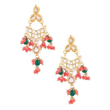 Handcrafted kundan drop earrings 5