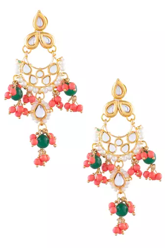 Handcrafted kundan drop earrings
