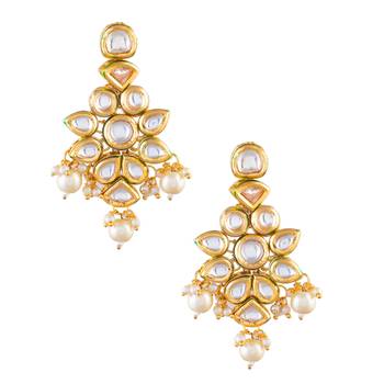 Elegant kundan pearl drop earrings 4