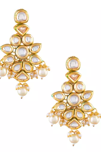 Elegant kundan pearl drop earrings