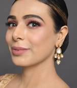 Classic kundan teardrop earrings with pearl drop