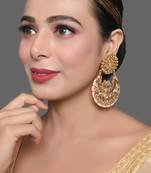 Kundan chandbali earrings with pearl drops