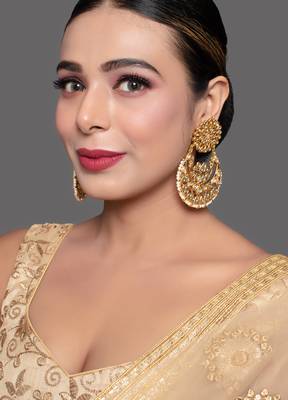 Kundan chandbali earrings with pearl drops 2