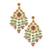 Handmade kundan statement earrings with green & pink beads