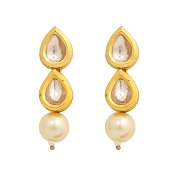 Handcrafted kundan tear drop earrings 3
