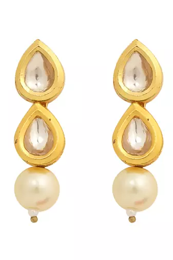 Handcrafted kundan tear drop earrings