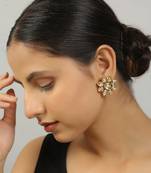 Handcrafted kundan floral stud earrings