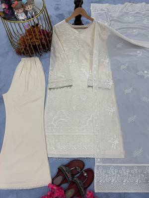 White embroidered kurta set 3