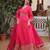 Pink russian silk sequins zari embroidered gown with heavy dupatta