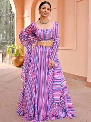 Georgete Geomatric Printed SemiStitched Lehenga choli 1